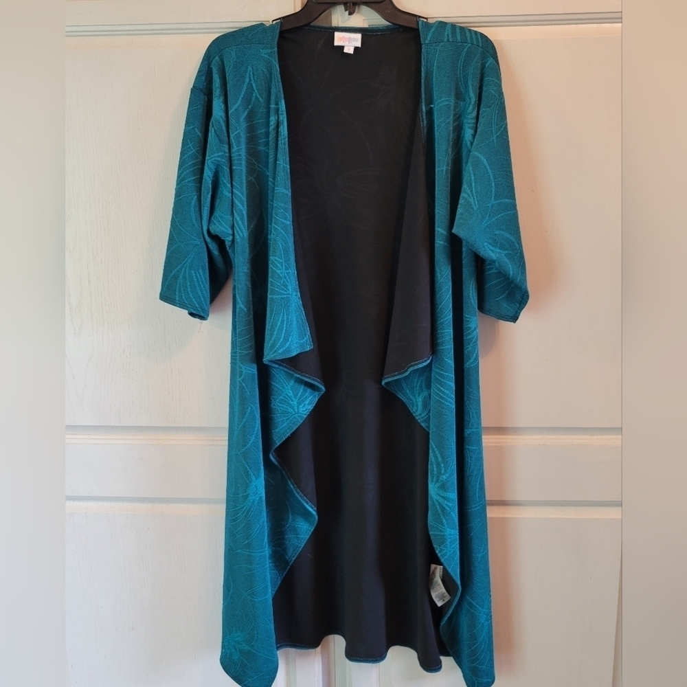 LuLaRoe Oversized Blue Green Teal Iridescent Open Front Long Cardigan